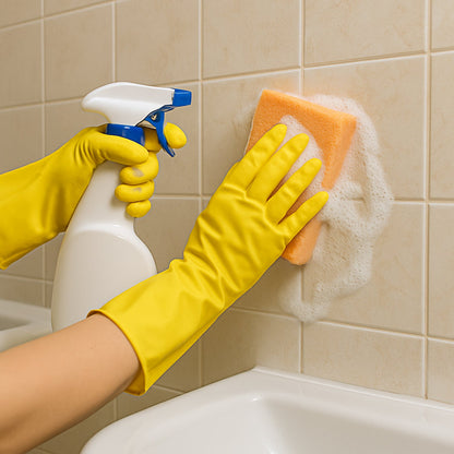 2 pair med yellow gloves For Cleaning
