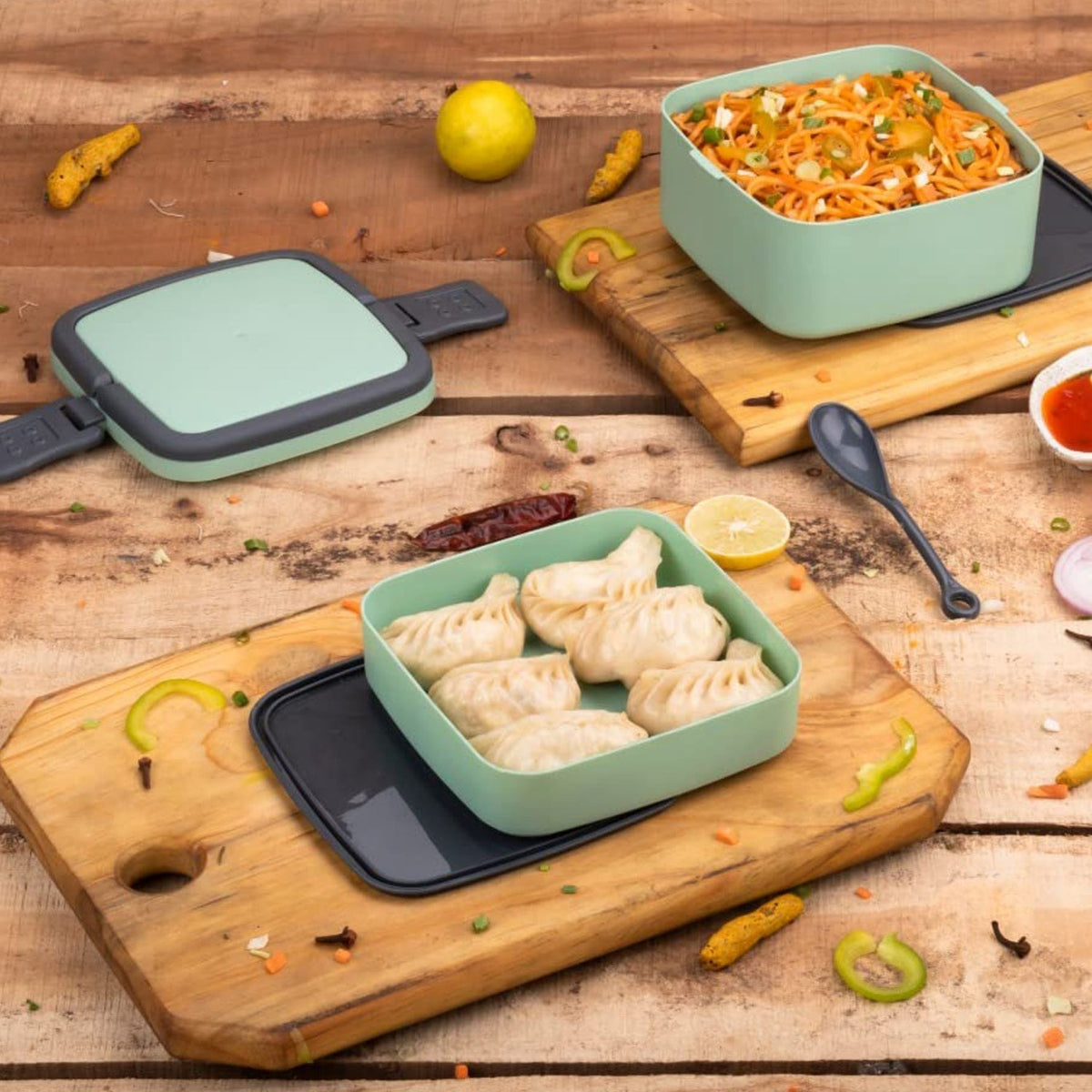 Plastic Green Lunch Box