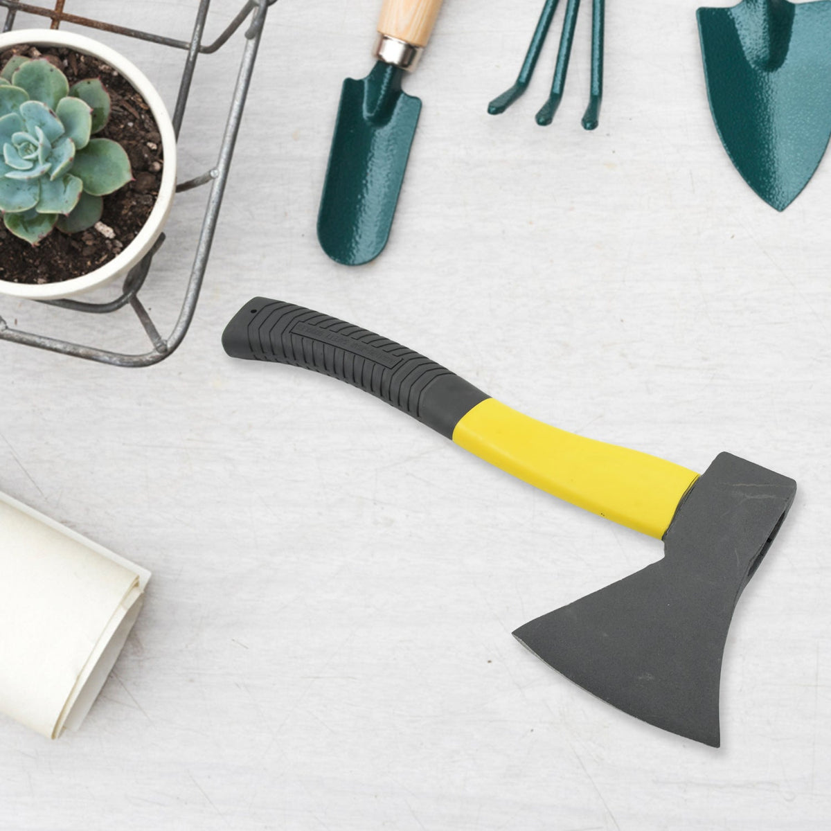 Gardening Tools Hatchet Axe Fiberglass Rubber Handle Safety Axe Pick 972 gm