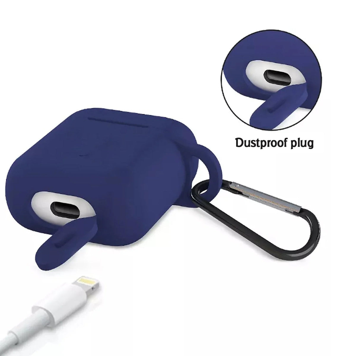 Silicone Shockproof Protection Wireless Headphones Carrying Box Cover Metal Keychain