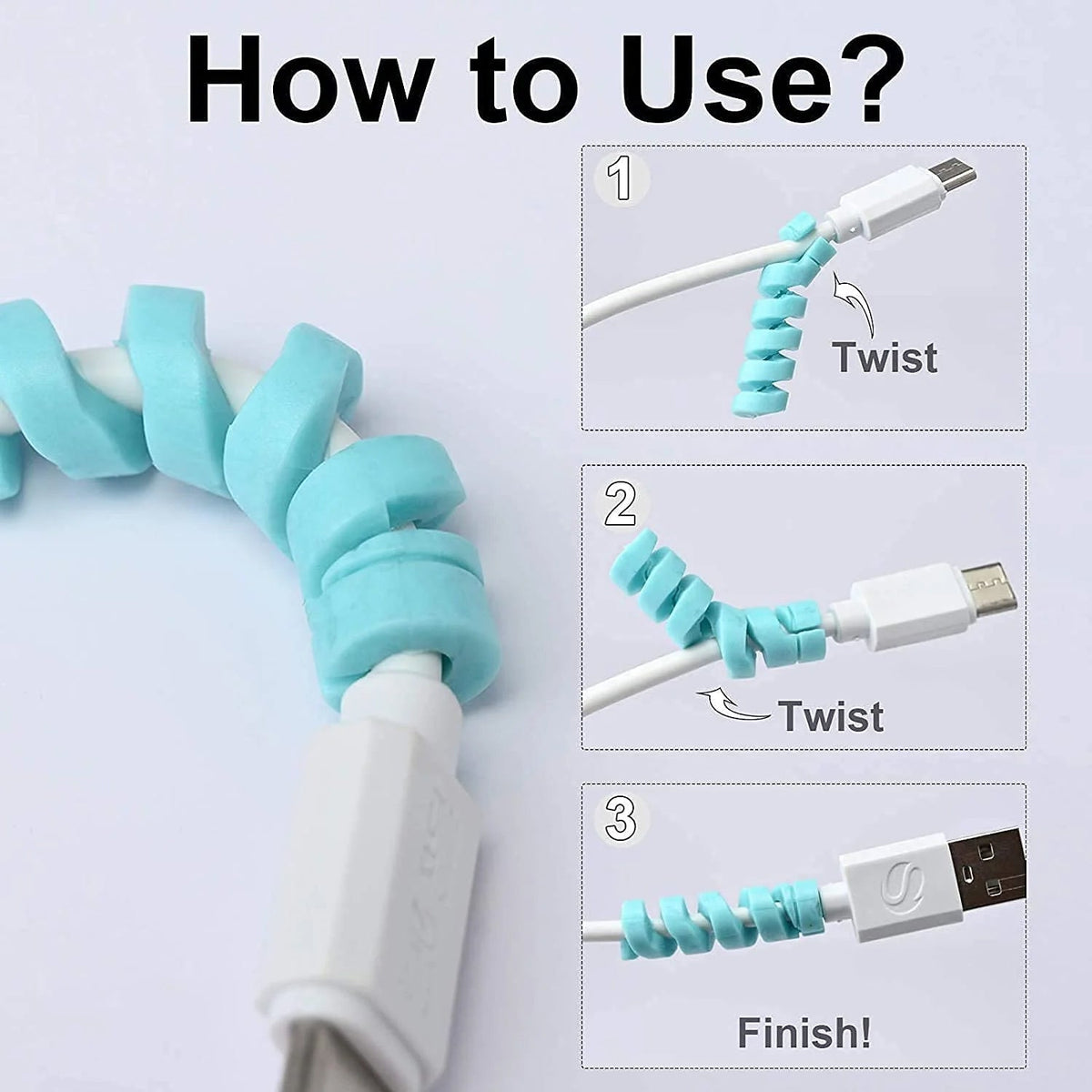Spiral Charger Cable Protector for All Universal Cable (Pack of 10)