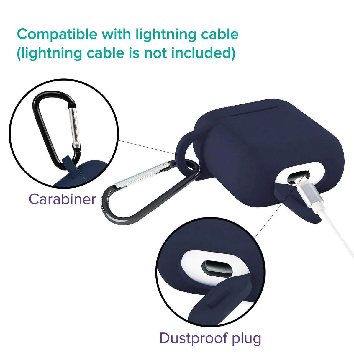 Silicone Shockproof Protection Wireless Headphones Carrying Box Cover Metal Keychain