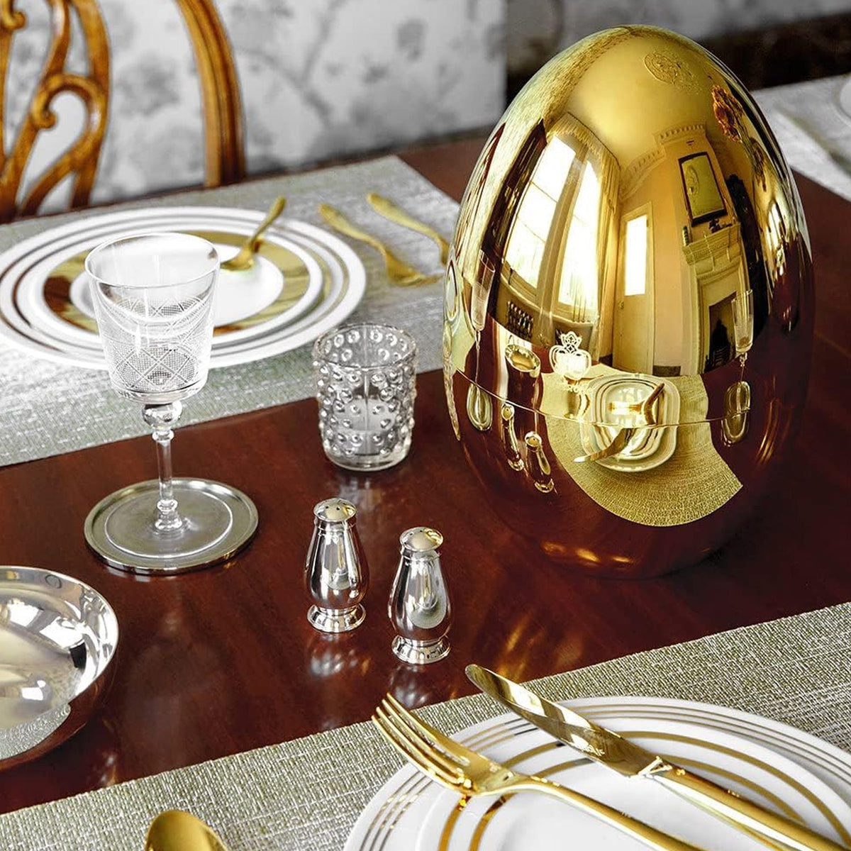 Premium Cutlery Set 24 Pcs with Oval Shaped Stand  (Golden / 24 pcs set)