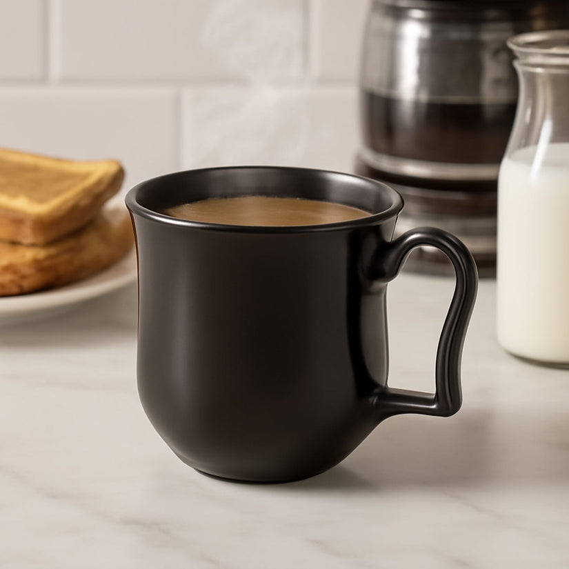 Premium Plastic Coffee / Tea Cups / Mug with Handle (1 Pc / With Color Box / Black)