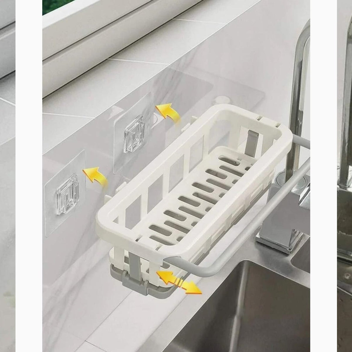 Hanging Drain Rack & Sponge Holder Basket for Kitchen Sink Storage