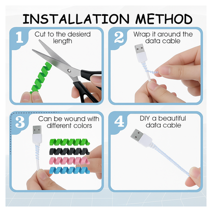 Spiral Charger Spring Cable Protector Data Cable Saver (Pack of 4)