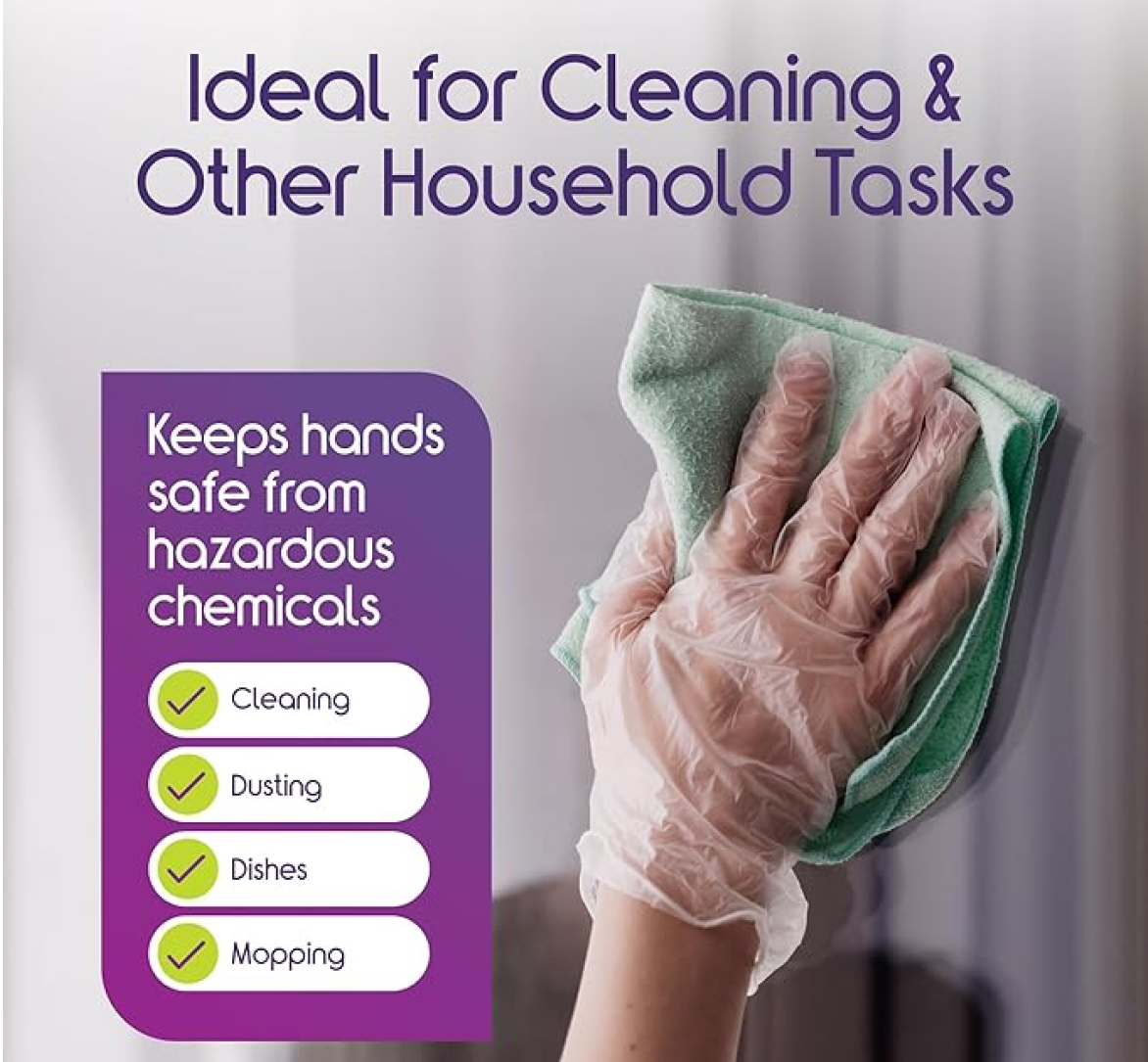 Large Disposable Gloves (100 Pcs): Clear Plastic, Multipurpose
