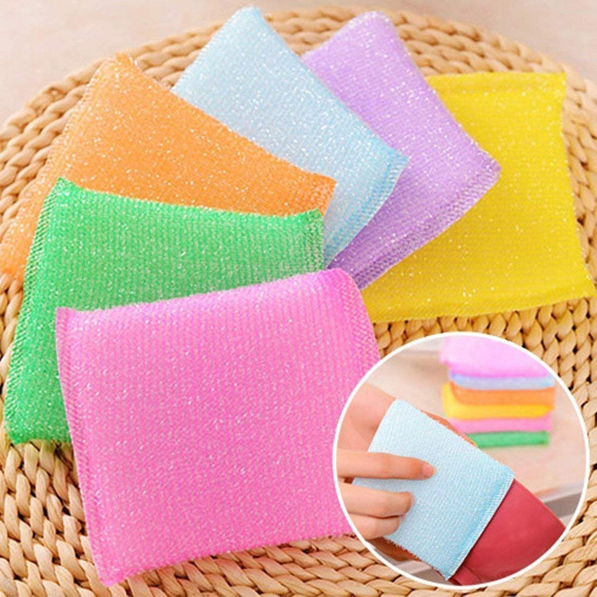 Scratch-proof scrubber pads for kitchen, pack of 12, ideal for gentle cleaning.