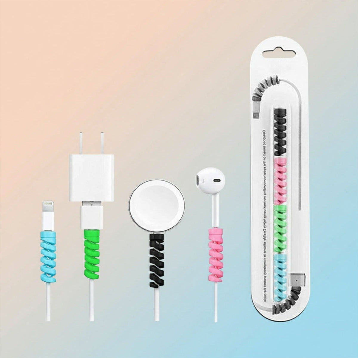 Spiral Charger Spring Cable Protector Data Cable Saver (Pack of 4)