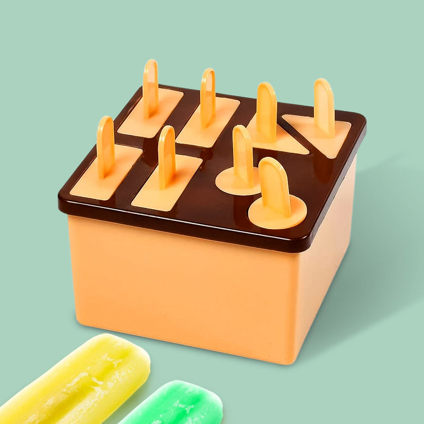 Plastic Kulfi Mold, Kulfi Molds 8 pcs Tray Ice Cream Mold (Brown Box)