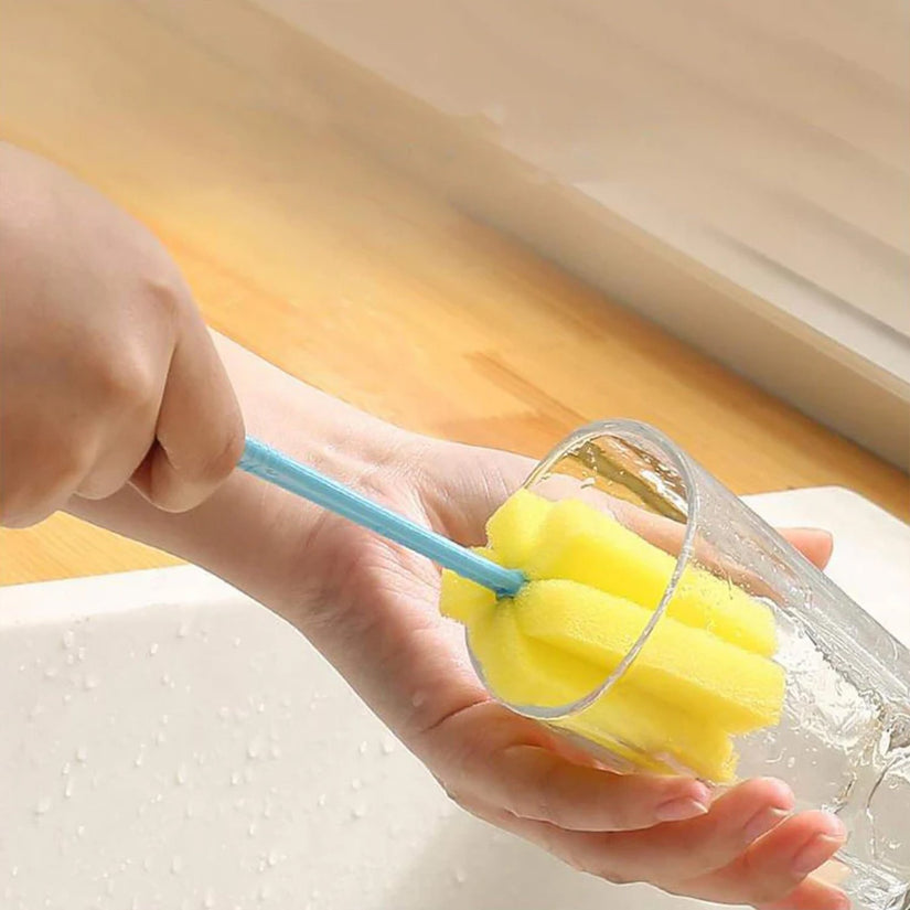 20cm sponge head kitchen cleaning brush for cups, bottles and household surfaces – India