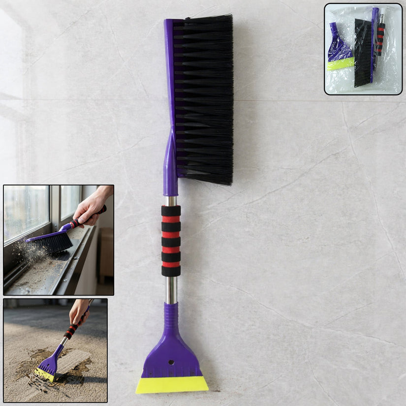 Vehicle snow scraper brush