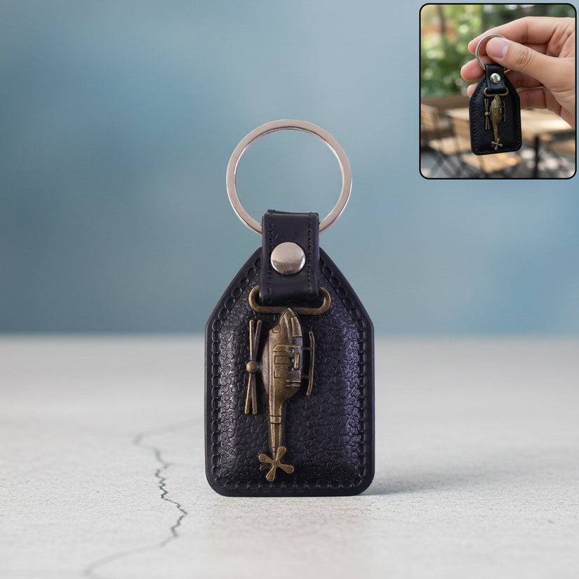 Premium Leather Finish Metal Sword Emblem Keychain (1 Pc)