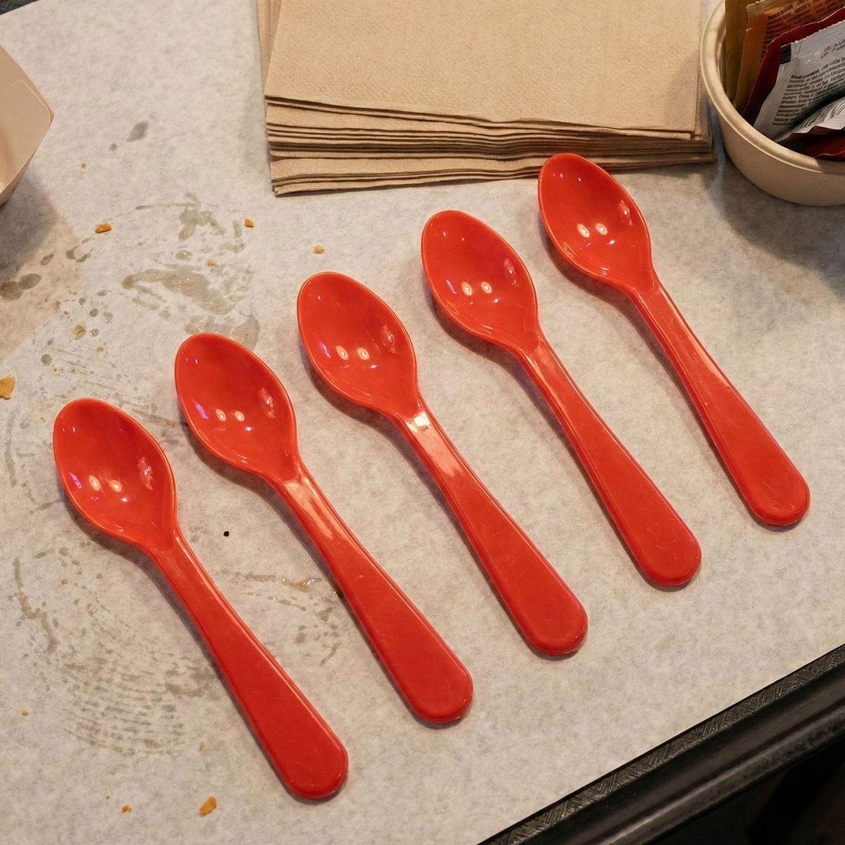 Food Plastic Spoon Set Table Spoon Tea Spoon Coffee Spoon  Heat Resistant 5 Pc