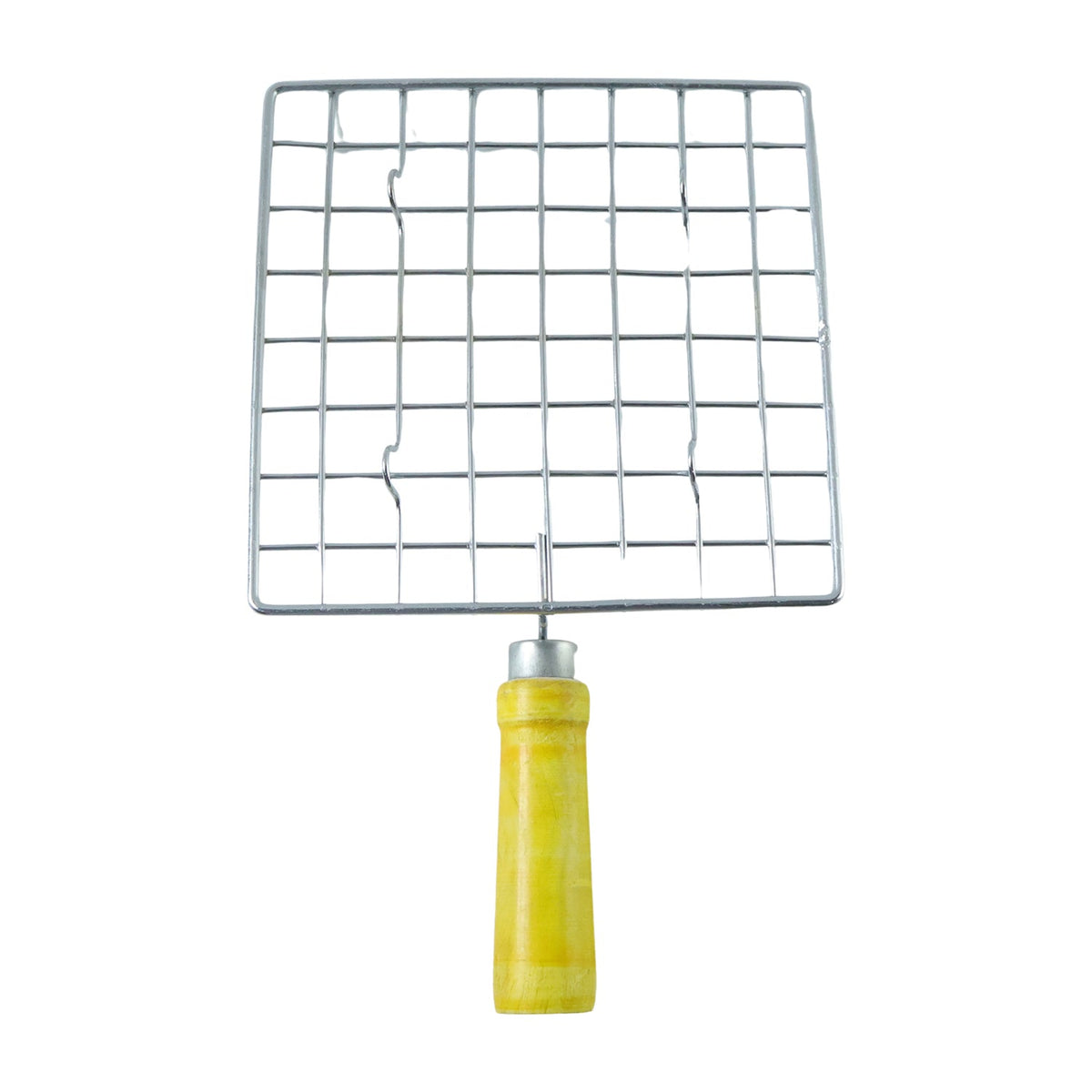 Kitchen Square Stainless Steel Roaster Jali, Barbecue Grill with Wooden Handle