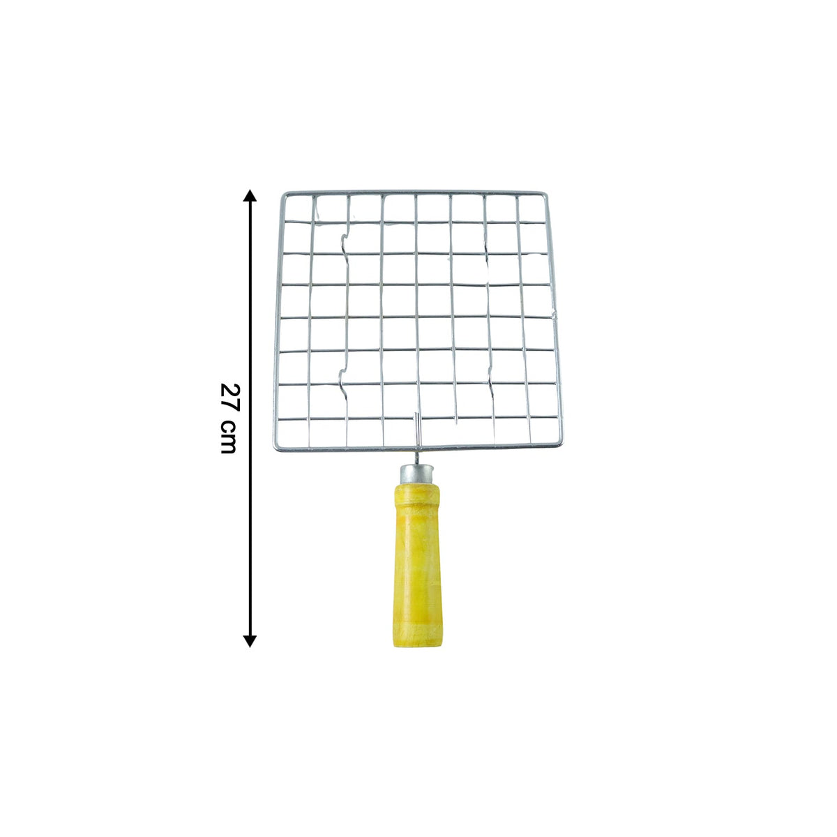 Kitchen Square Stainless Steel Roaster Jali, Barbecue Grill with Wooden Handle