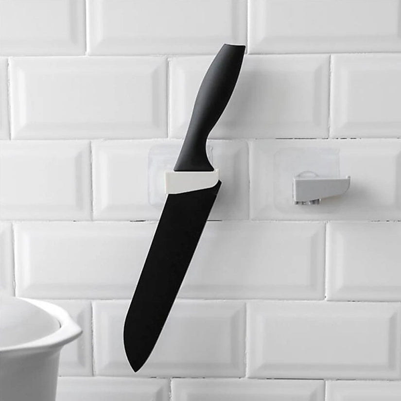 Punch-Free Wall Hanging Knife Holder – Kitchen Storage Rack (1 Pc)