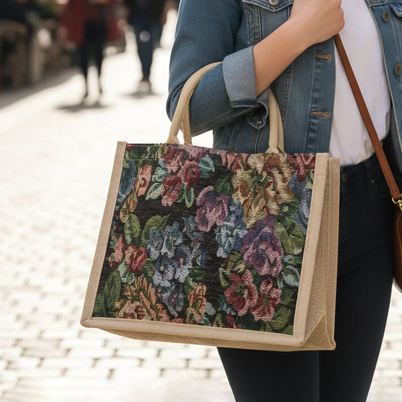 Multipurpose Floral Print Carry Hand Bag 1 Pc 29x33 Cm